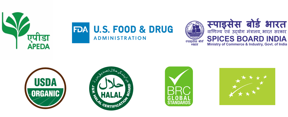 FSSAI, USDA Organic, and Spice Board Certifications